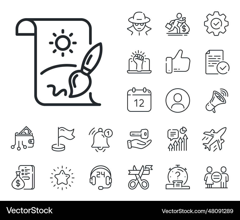 Creative painting brush line icon creativity sign Creative painting brush line icon creativity sign vector image