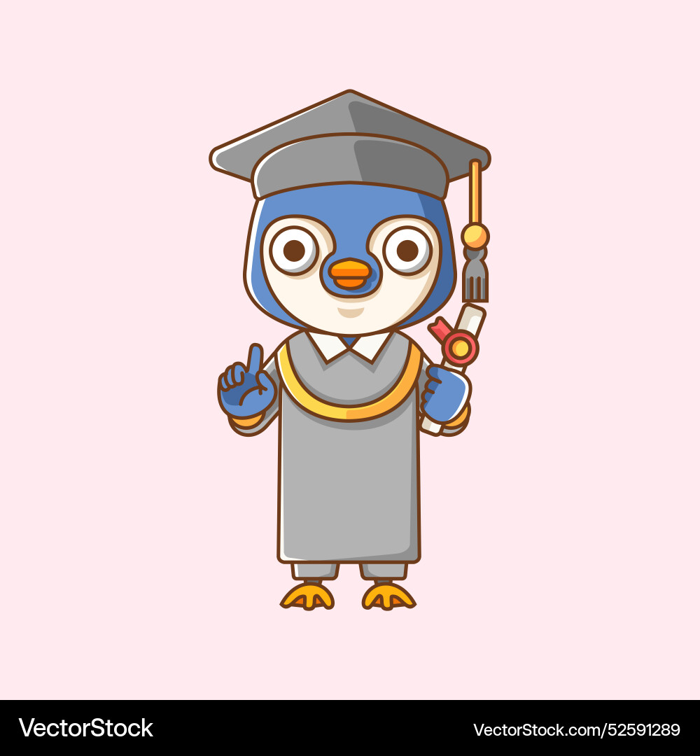 Cute penguin graduation animal kawaii chibi Vector Image