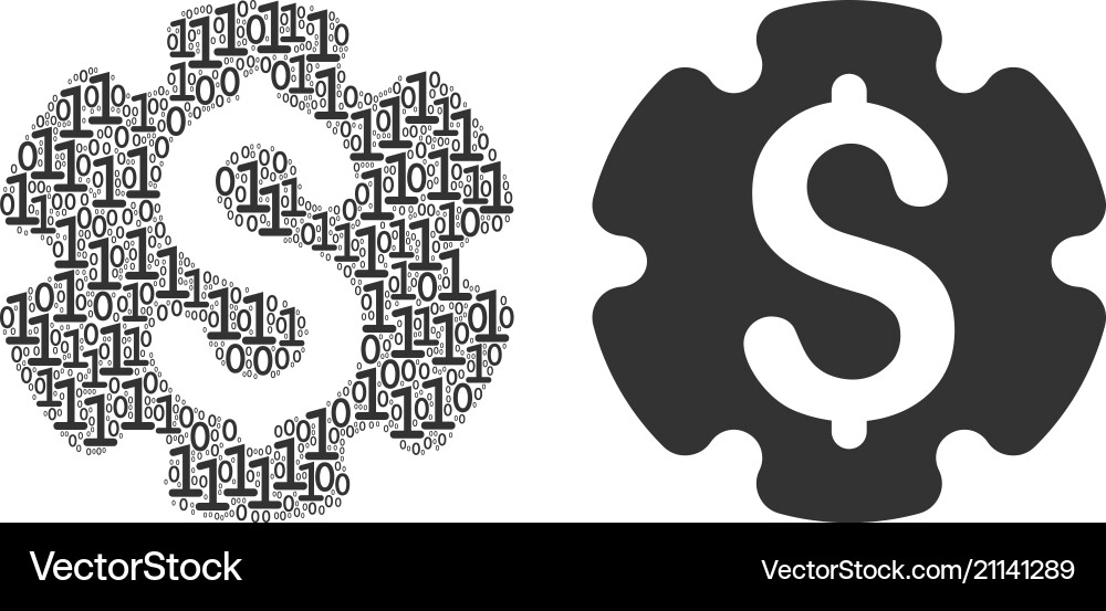 Financial settings gear mosaic of binary digits Financial settings gear mosaic of binary digits vector image