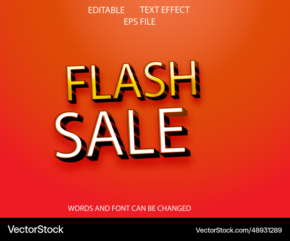 Flash sale text effect font editable typography Flash sale text effect font editable typography Vector Image