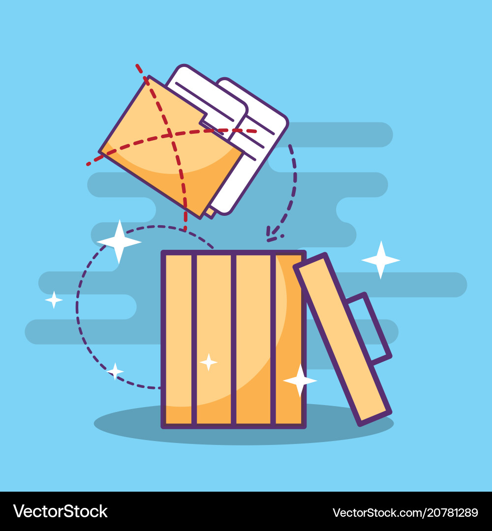 Folder files documents on trash can Vector Image