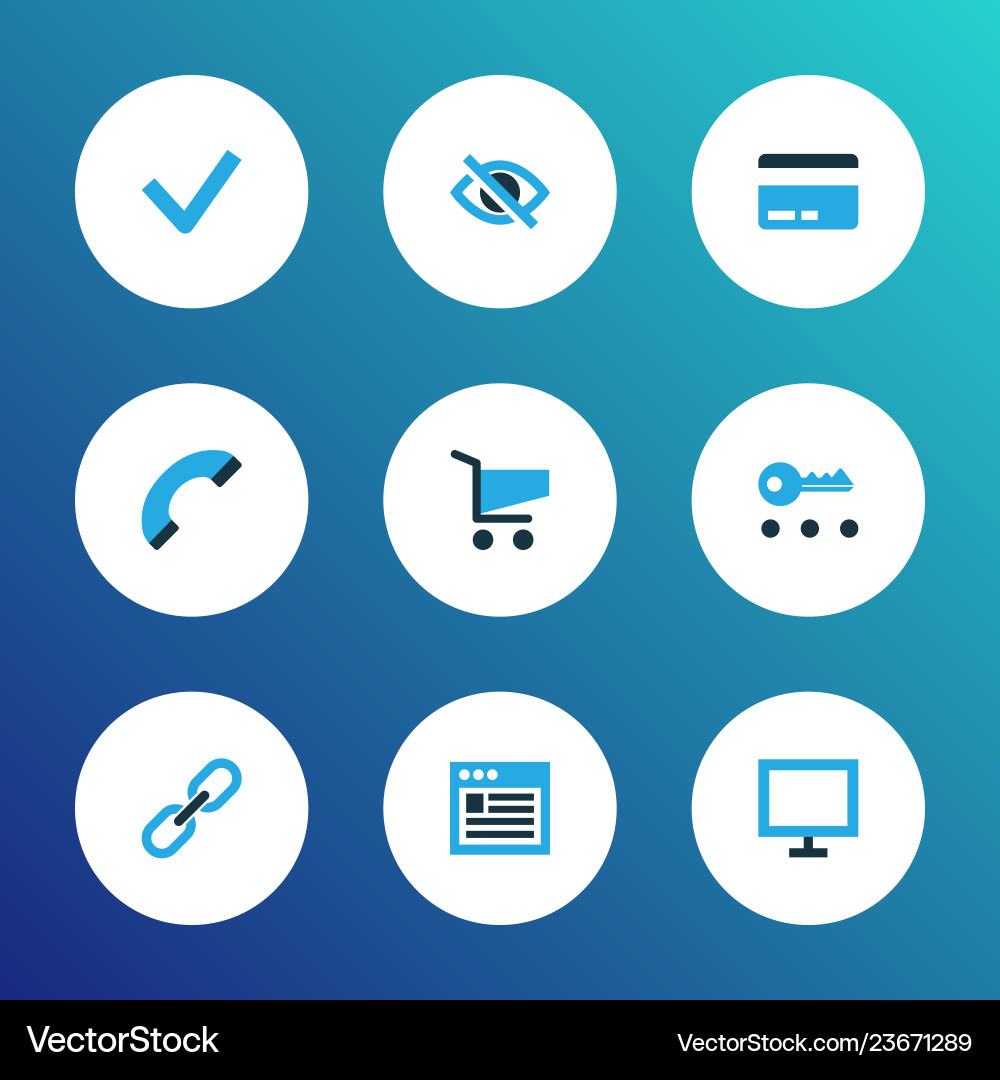 Interface icons colored set with checkmark hide Interface icons colored set with checkmark hide vector image