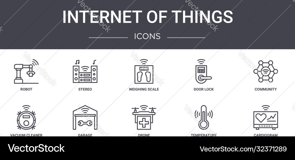 Internet things concept line icons set Internet things concept line icons set vector image
