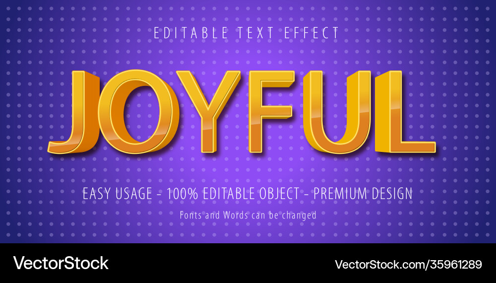 Joyful Text Effect - Editable Style vector image