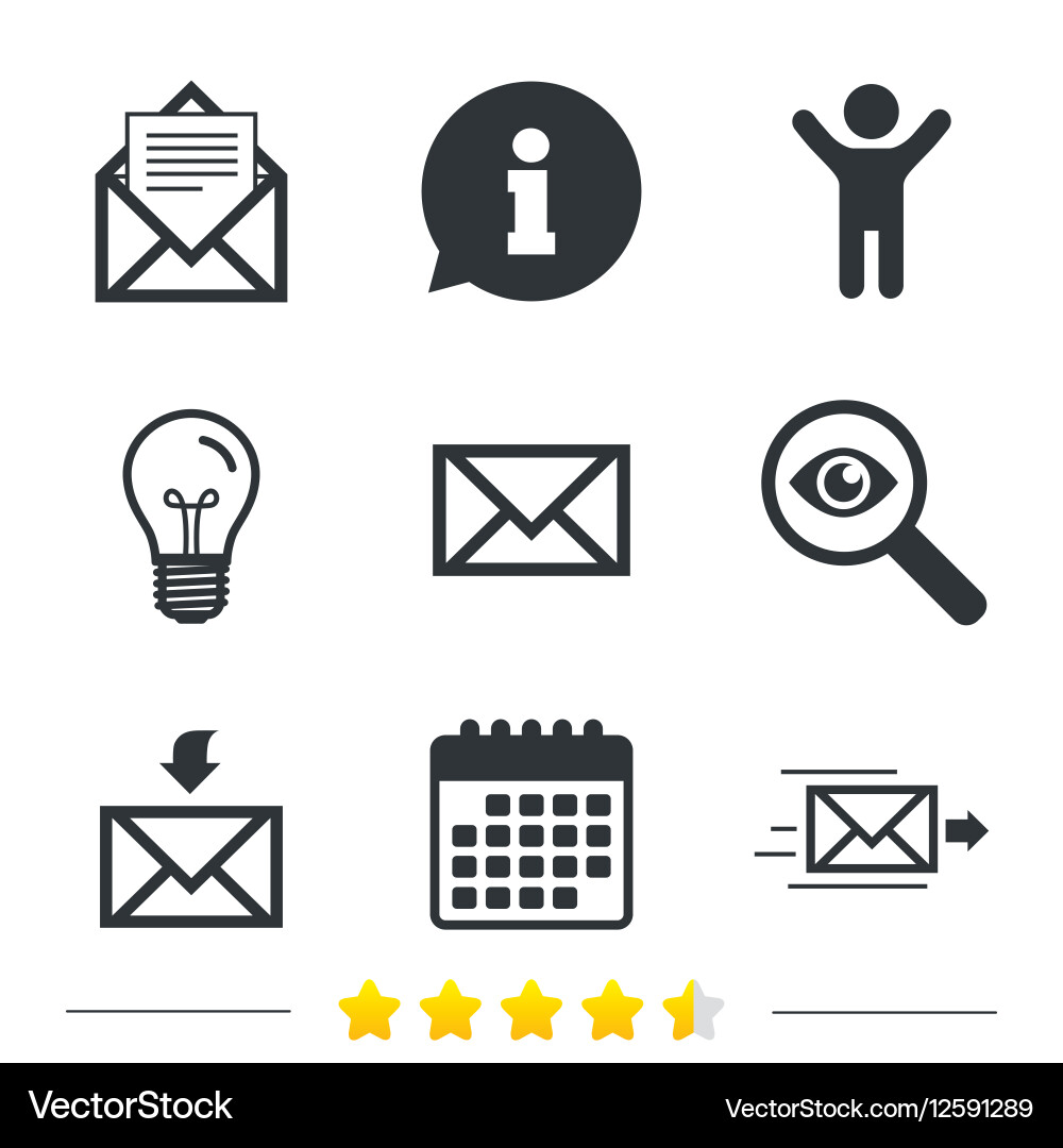 Mail envelope icons message document symbols vector image