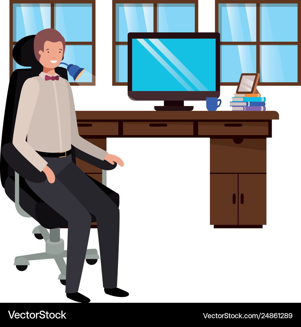 Man working in office avatar character vector image