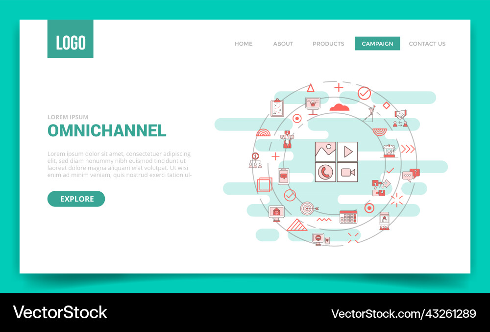 Omnichannel concept with circle icon for website Omnichannel concept with circle icon for website vector image