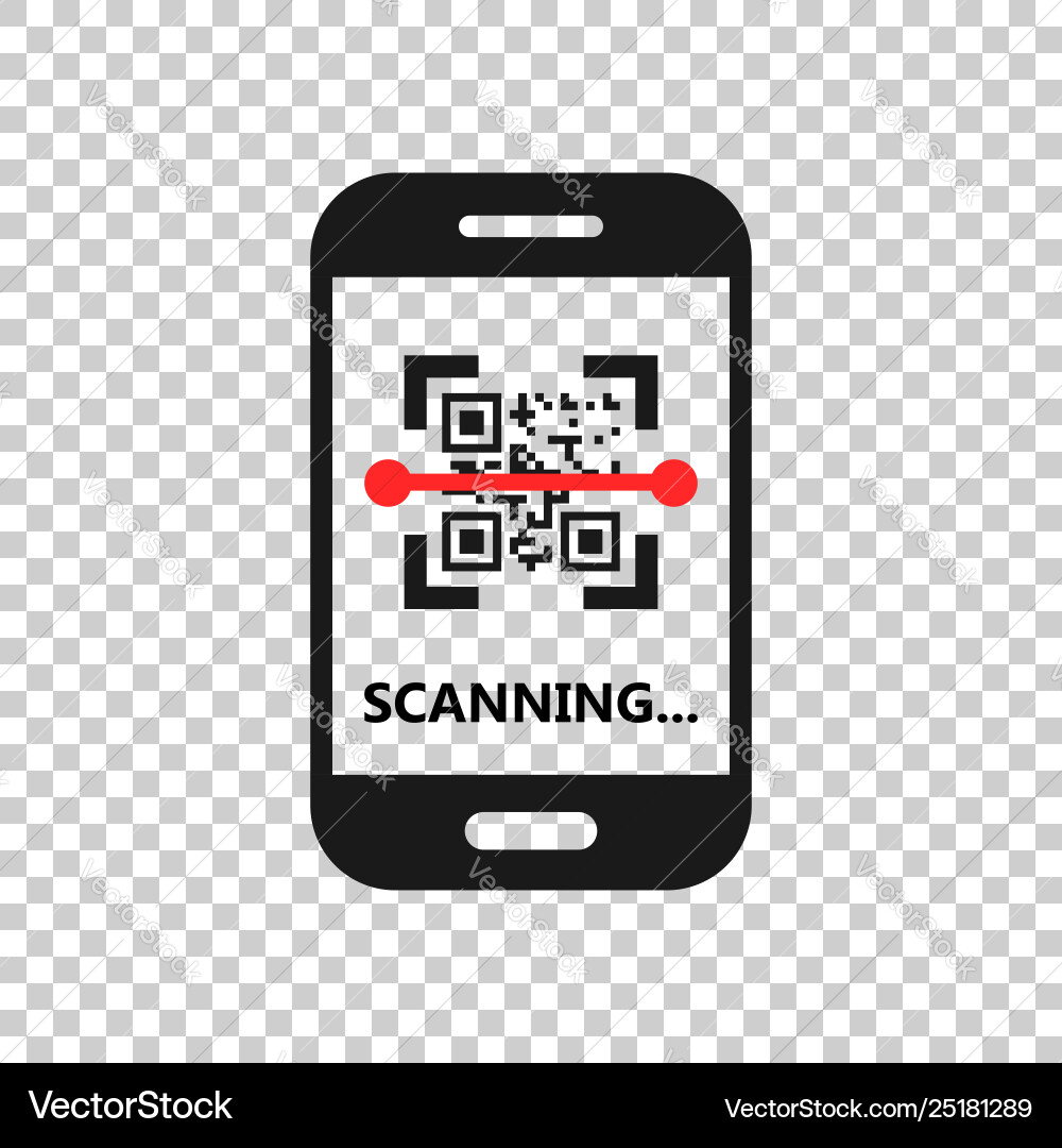 Qr code scan phone icon in transparent style Vector Image