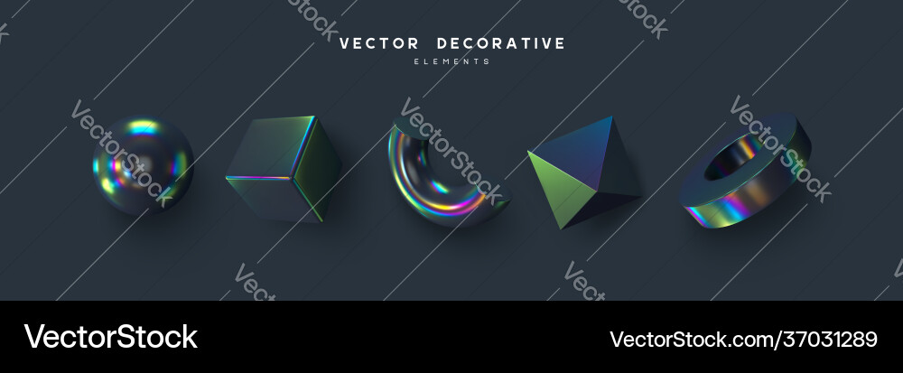 Set 3d render primitives Set 3d render primitives Vector Image