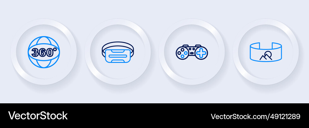 Set line 360 degree view gamepad virtual reality Set line 360 degree view gamepad virtual reality vector image