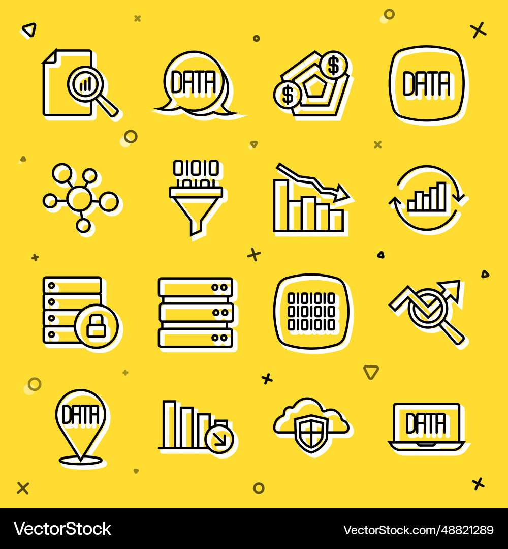 Set line data analysis search pie chart Set line data analysis search pie chart Vector Image