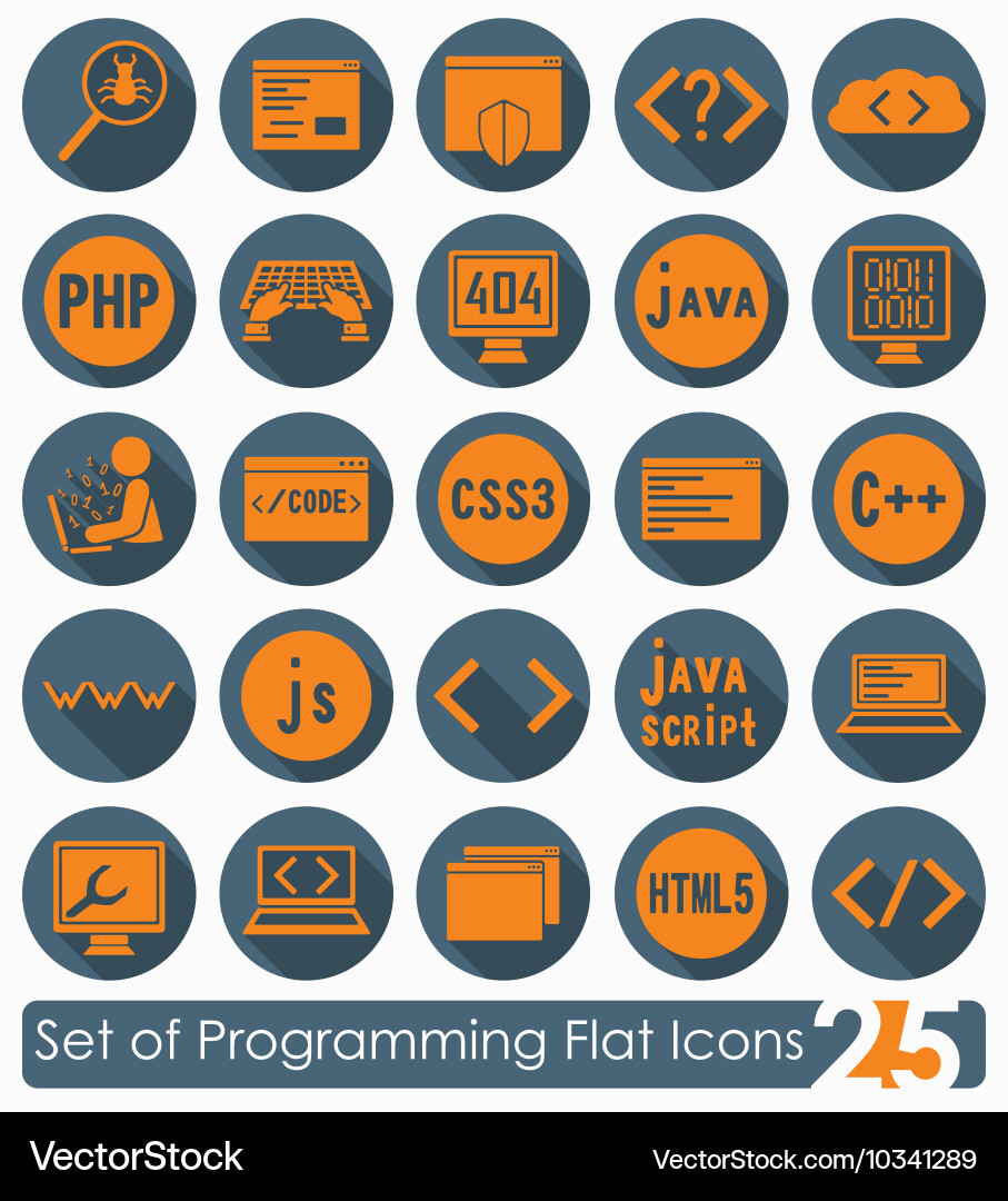 Set of programming icons vector image