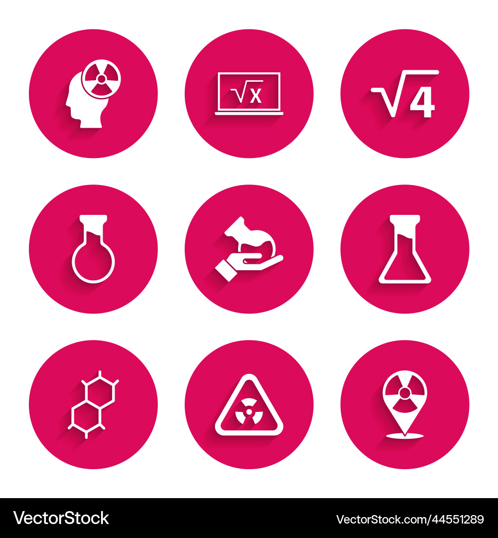 Set test tube and flask triangle with radiation Set test tube and flask triangle with radiation vector image