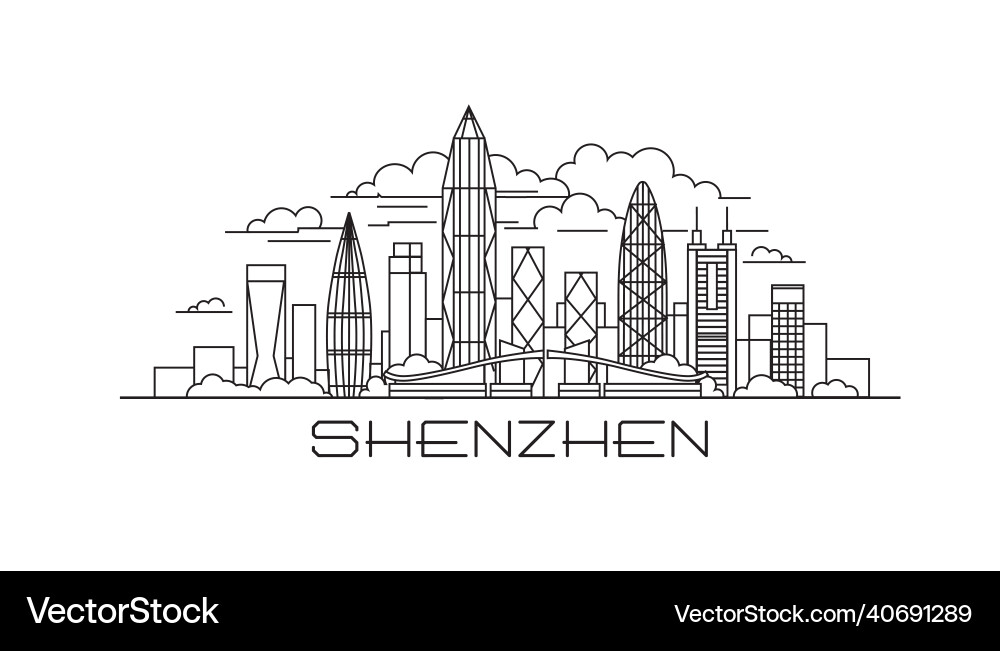 Shenzhen line style poster banner postcard card Shenzhen line style poster banner postcard card vector image