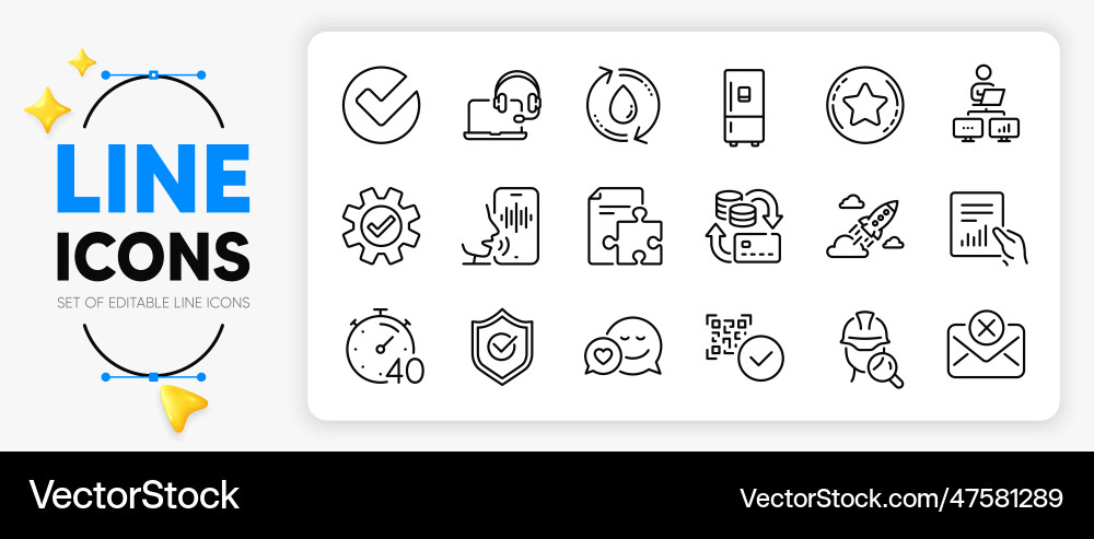 Work home consult and qr code line icons for web Work home consult and qr code line icons for web vector image