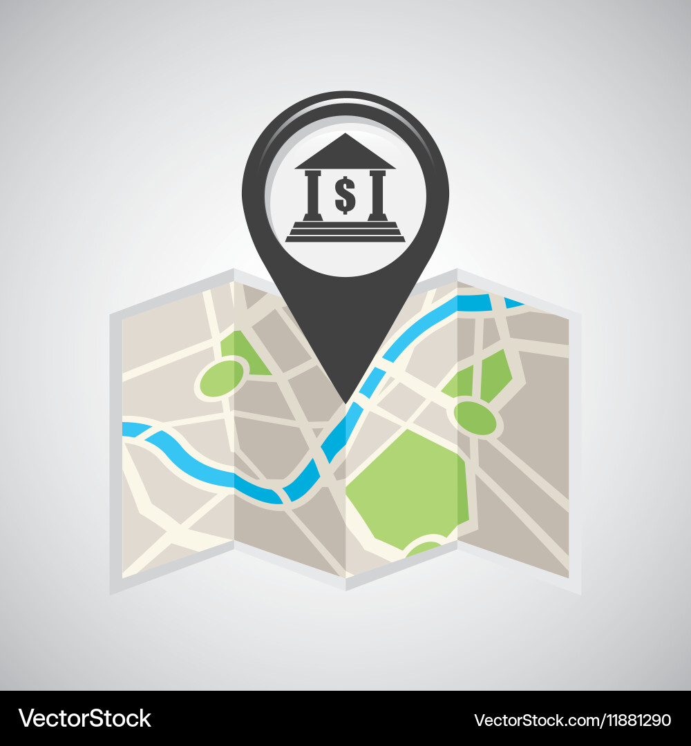 Bank buiding map pin pointer design vector image