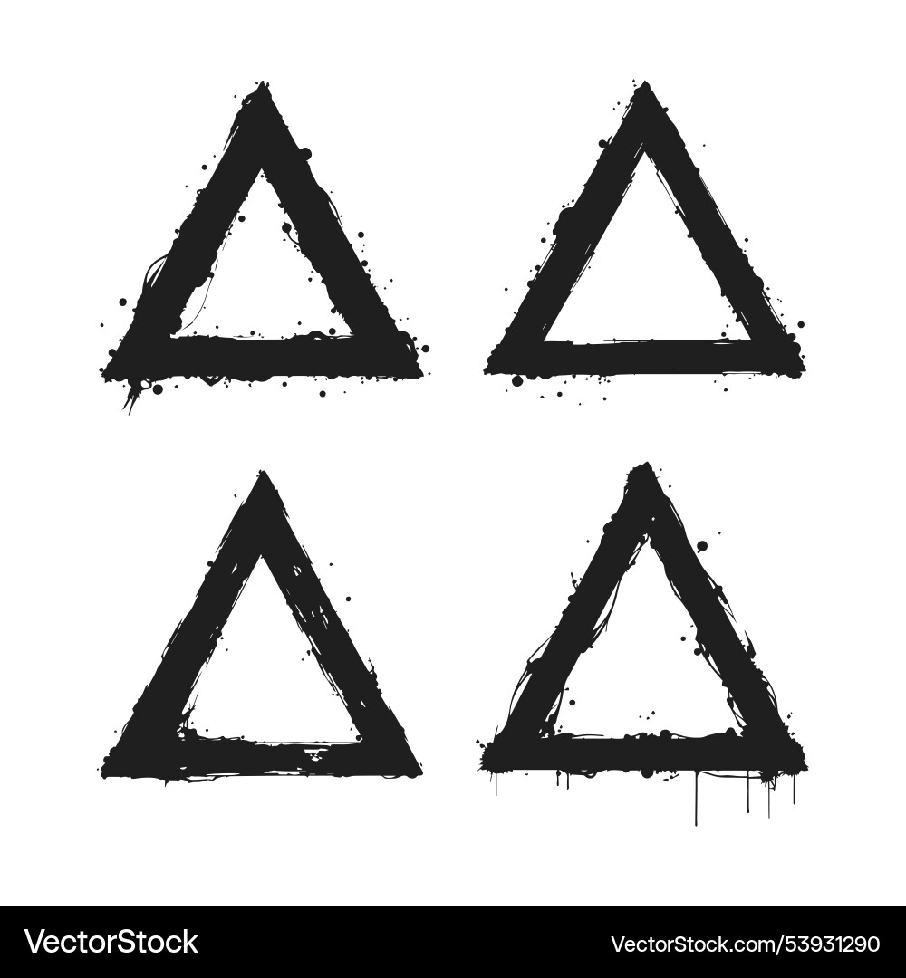 Black triangular shapes in rough distressed Black triangular shapes in rough distressed vector image