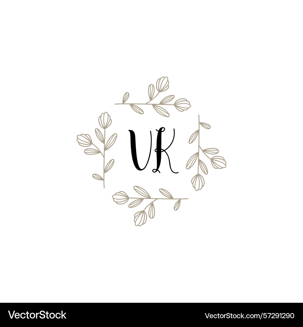 Botanical monogram logos with initial vk Vector Image