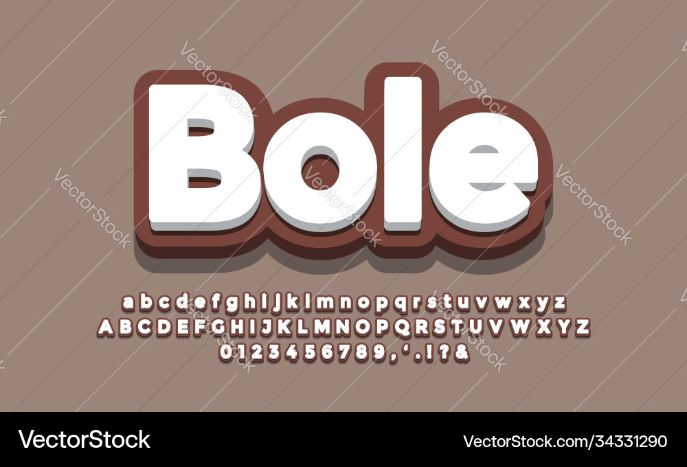 Chocolate with white 3d font effect or text vector image