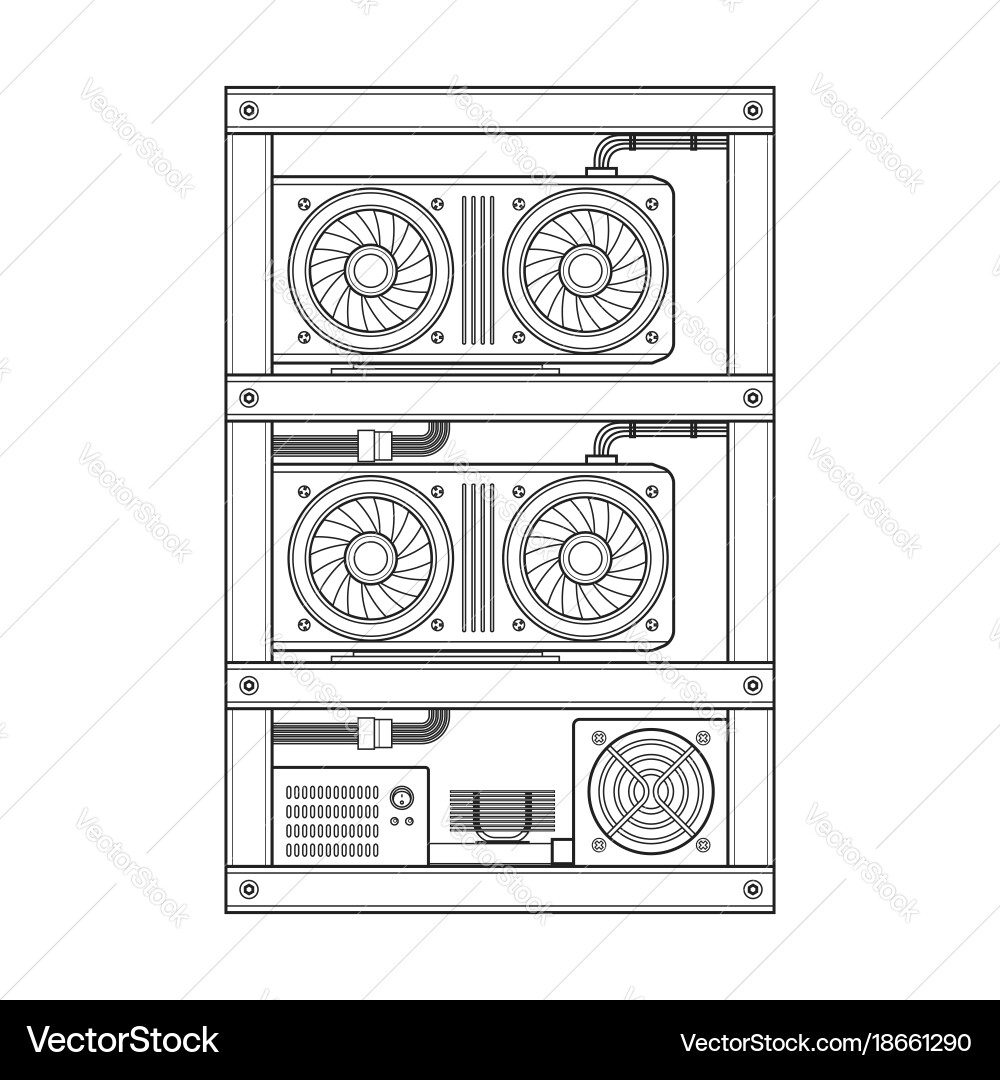 Cryptocurrency mining farm Royalty Free Vector Image