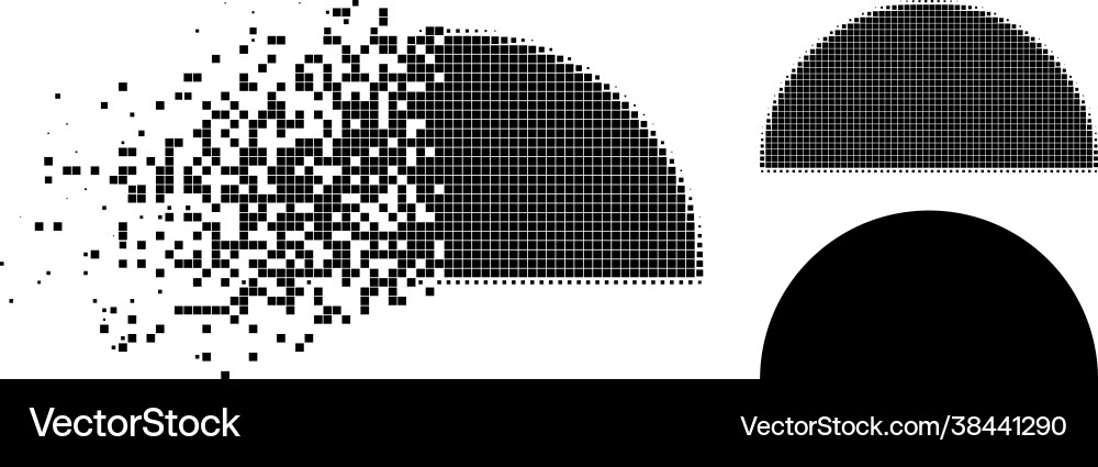 Dissolving pixelated semisphere icon with halftone Vector Image