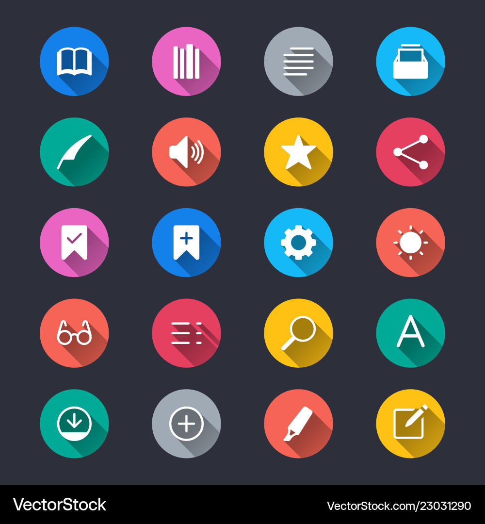 E-book reader simple color icons Vector Image