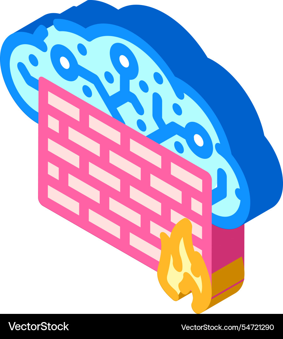 Firewall cloud computing isometric icon Vector Image