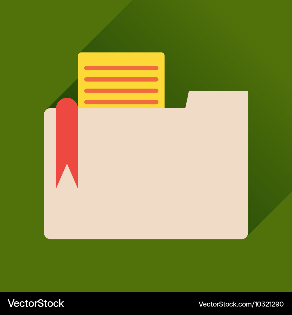Flat icon with long shadow folder documents vector image