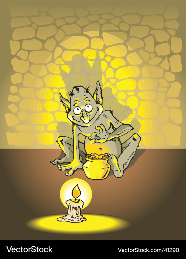 Greedy Troll in Dungeon Vector Image