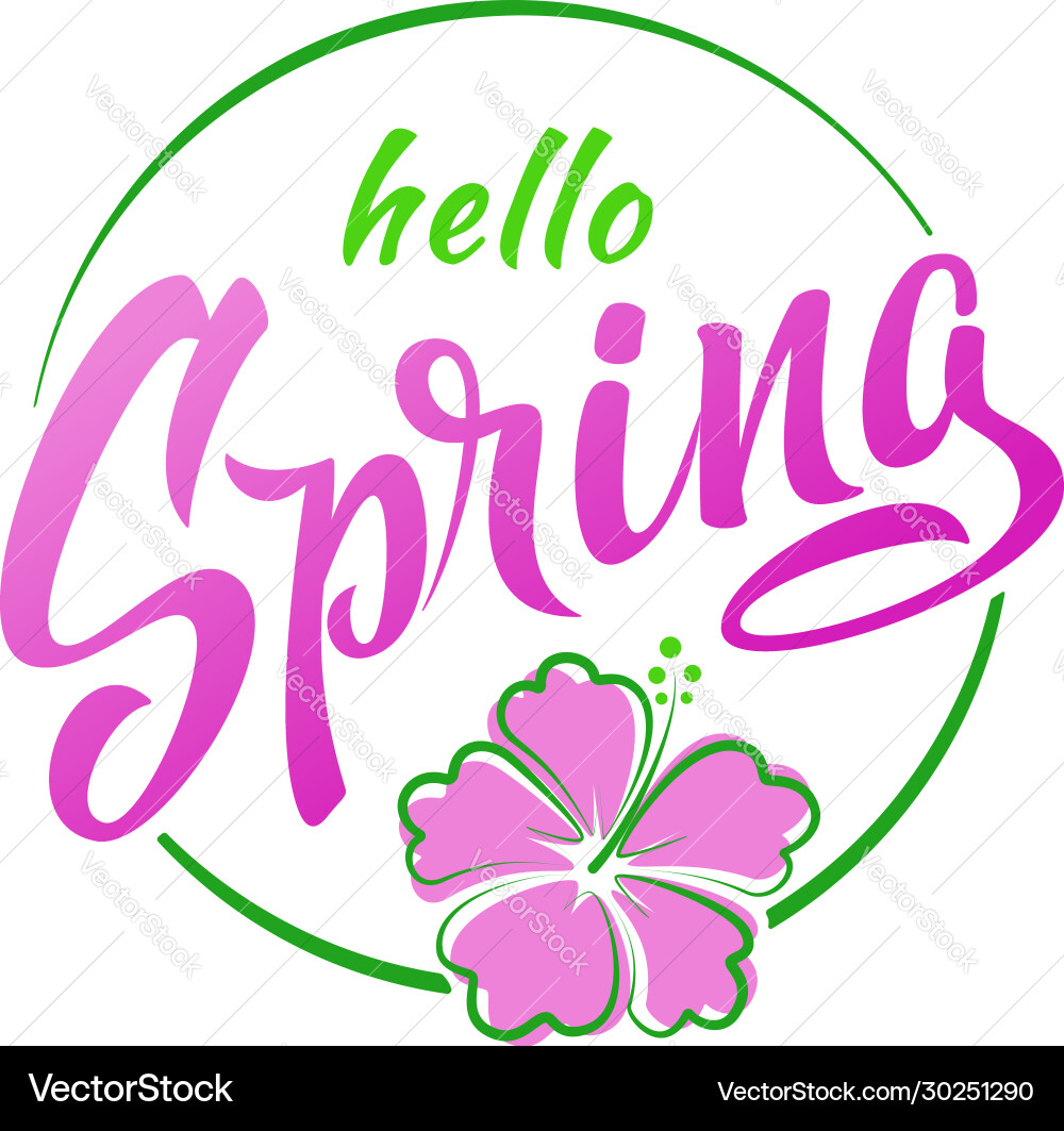 Hello spring hand sketched circle logotype Hello spring hand sketched circle logotype vector image