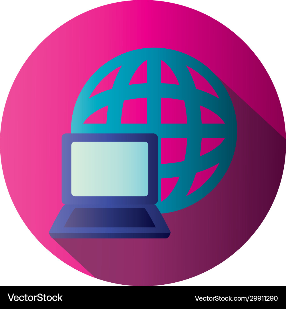Isolated global sphere with laptop block gradient Vector Image