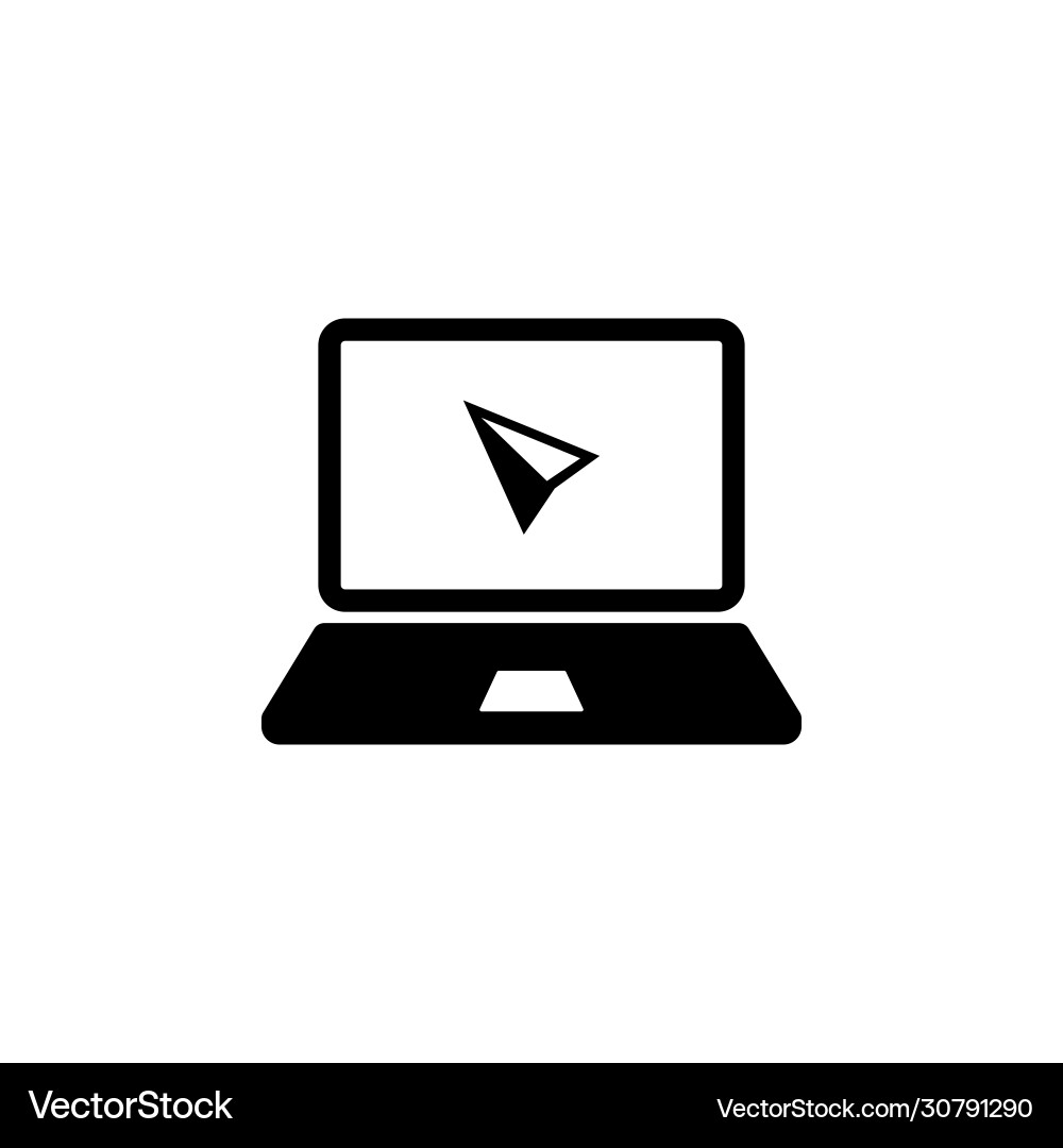 Laptop desktop computer icon with cursor or mouse Laptop desktop computer icon with cursor or mouse vector image