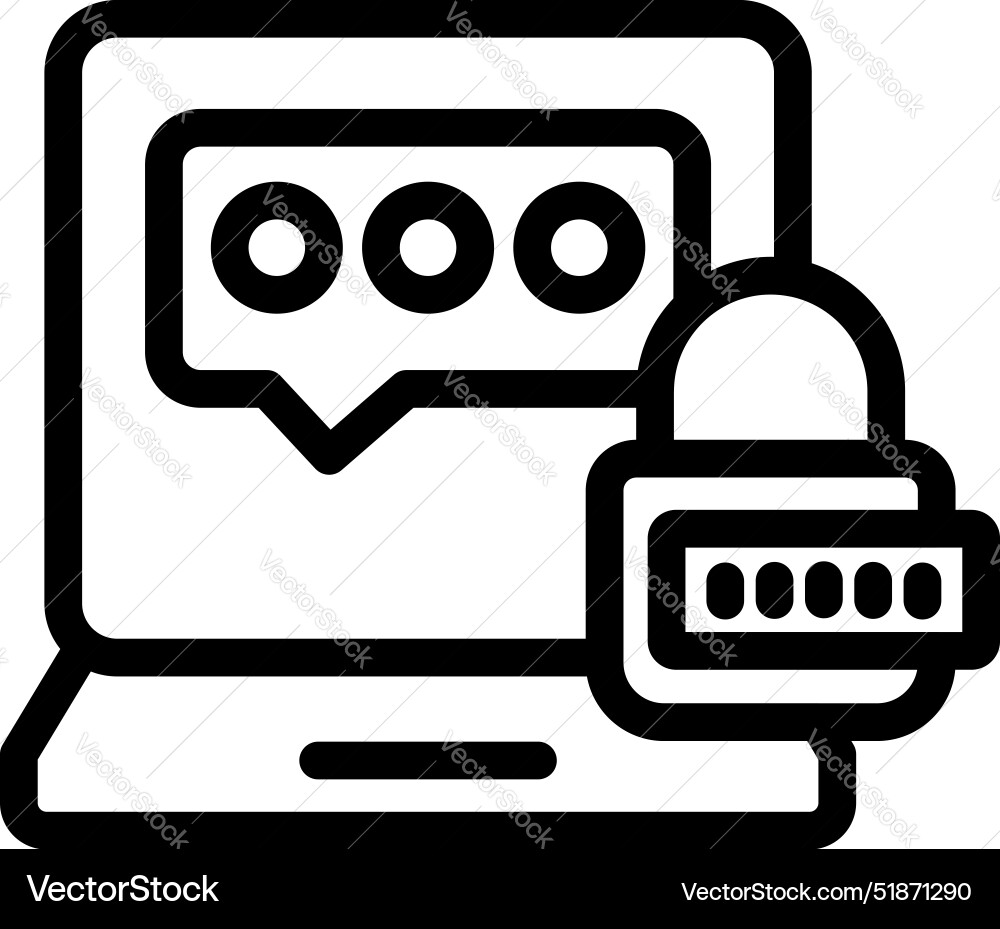 Laptop showing chat bubble with password protected Laptop showing chat bubble with password protected vector image