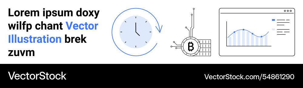 Modern design clock bitcoin data graph Modern design clock bitcoin data graph vector image