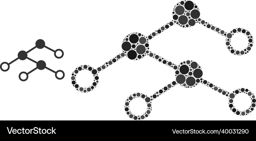 Nodes structure mosaic of small circles Nodes structure mosaic of small circles vector image