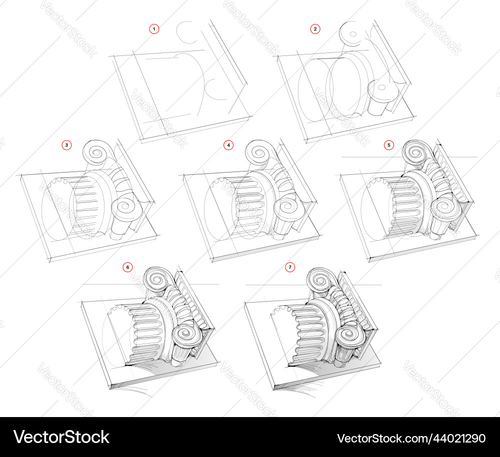 Page shows how to learn draw sketch of ionic Page shows how to learn draw sketch of ionic vector image