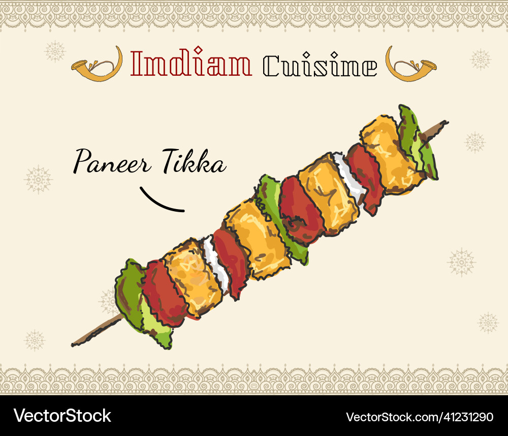 Paneer tikka indian street food Paneer tikka indian street food vektorbild