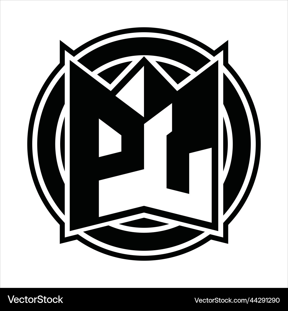 Pl logo monogram circle rounded design Vector Image