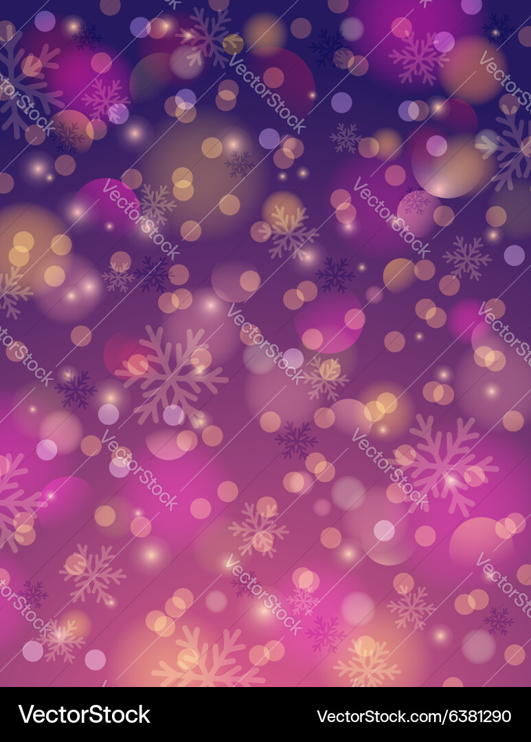 Purple background with snowflake and bokeh vector image