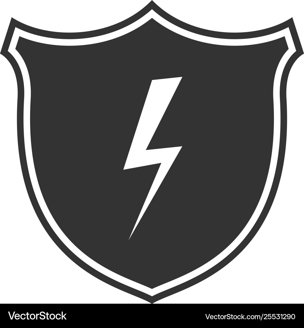 Secure shield with lightning icon isolated flat Vector Image