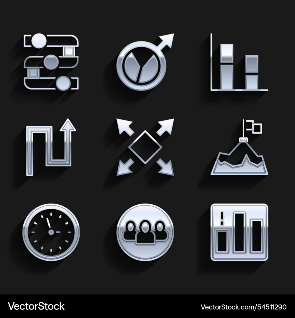 Set many ways directional arrow project team base Set many ways directional arrow project team base vector image