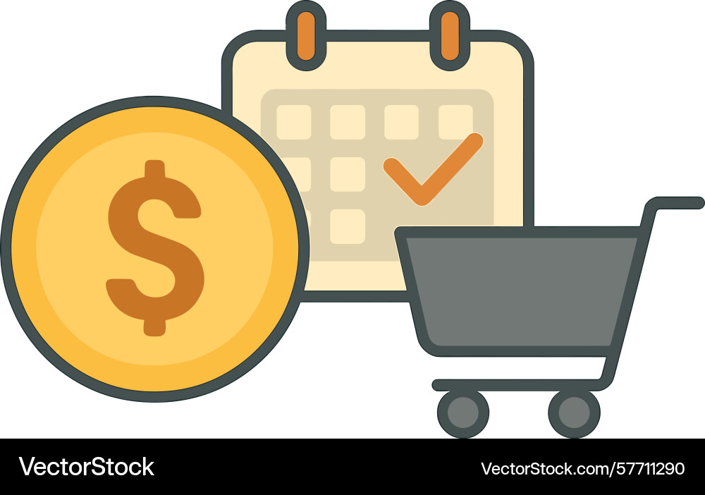 Setting recurring payments schedule icon depicts vector image