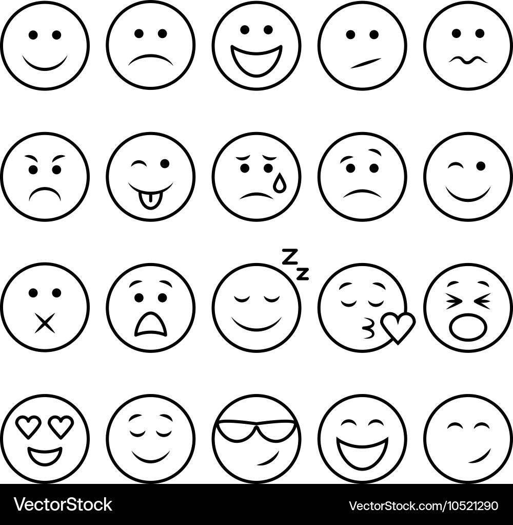 Thin Line Emoticons Set Vector Image