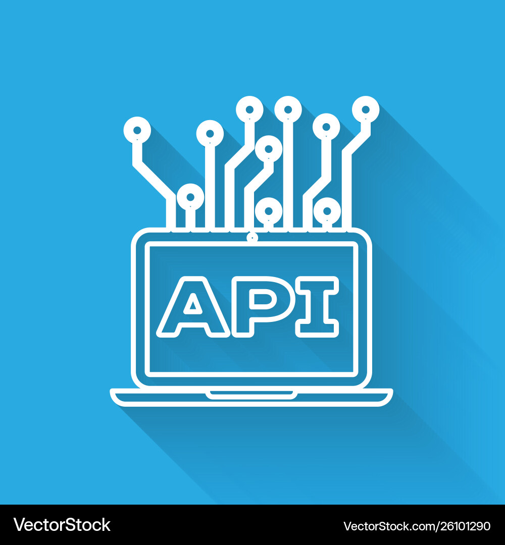 White computer api interface line icon isolated White computer api interface line icon isolated vector image