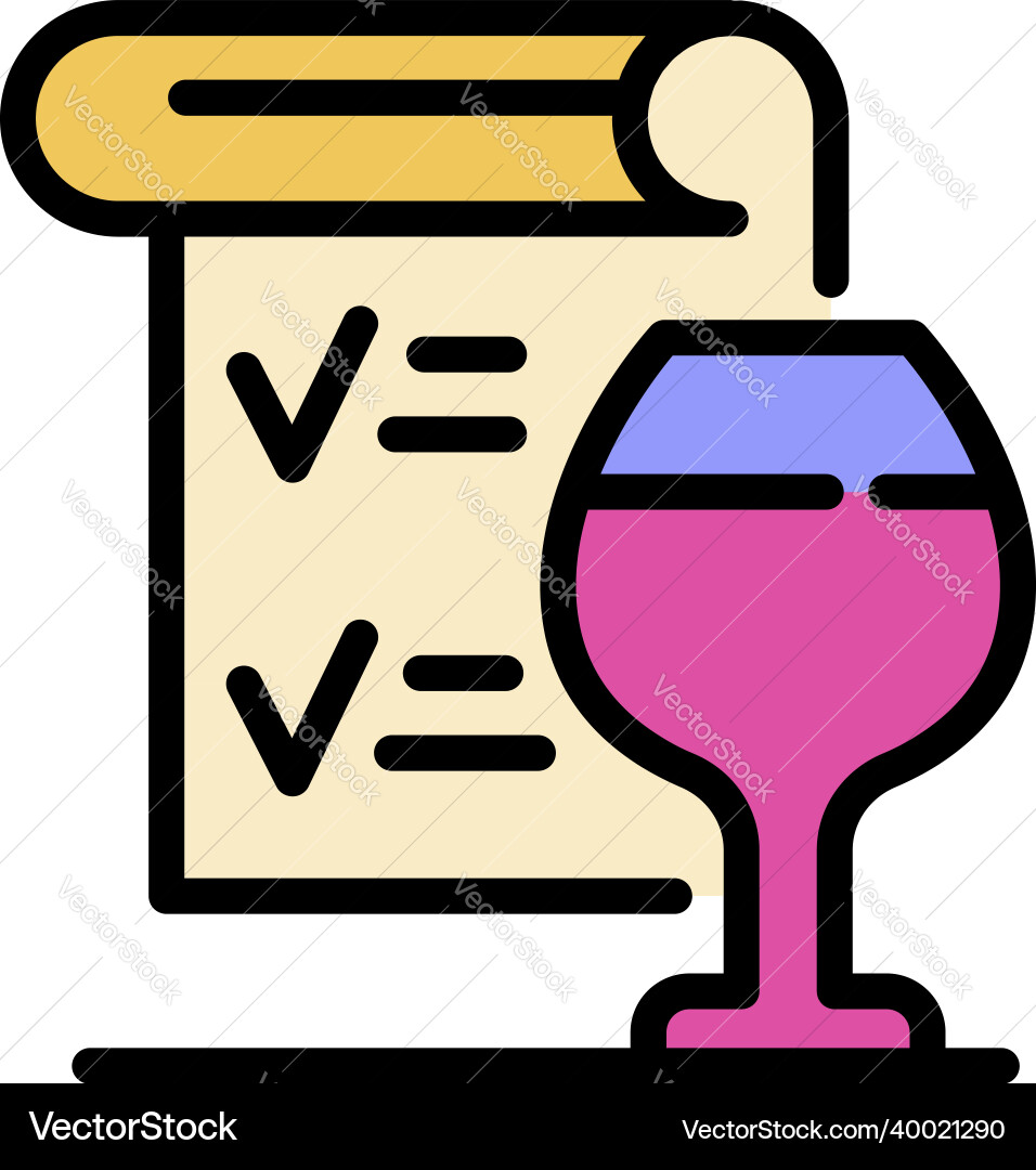 Wine menu icon color outline Wine menu icon color outline vector image