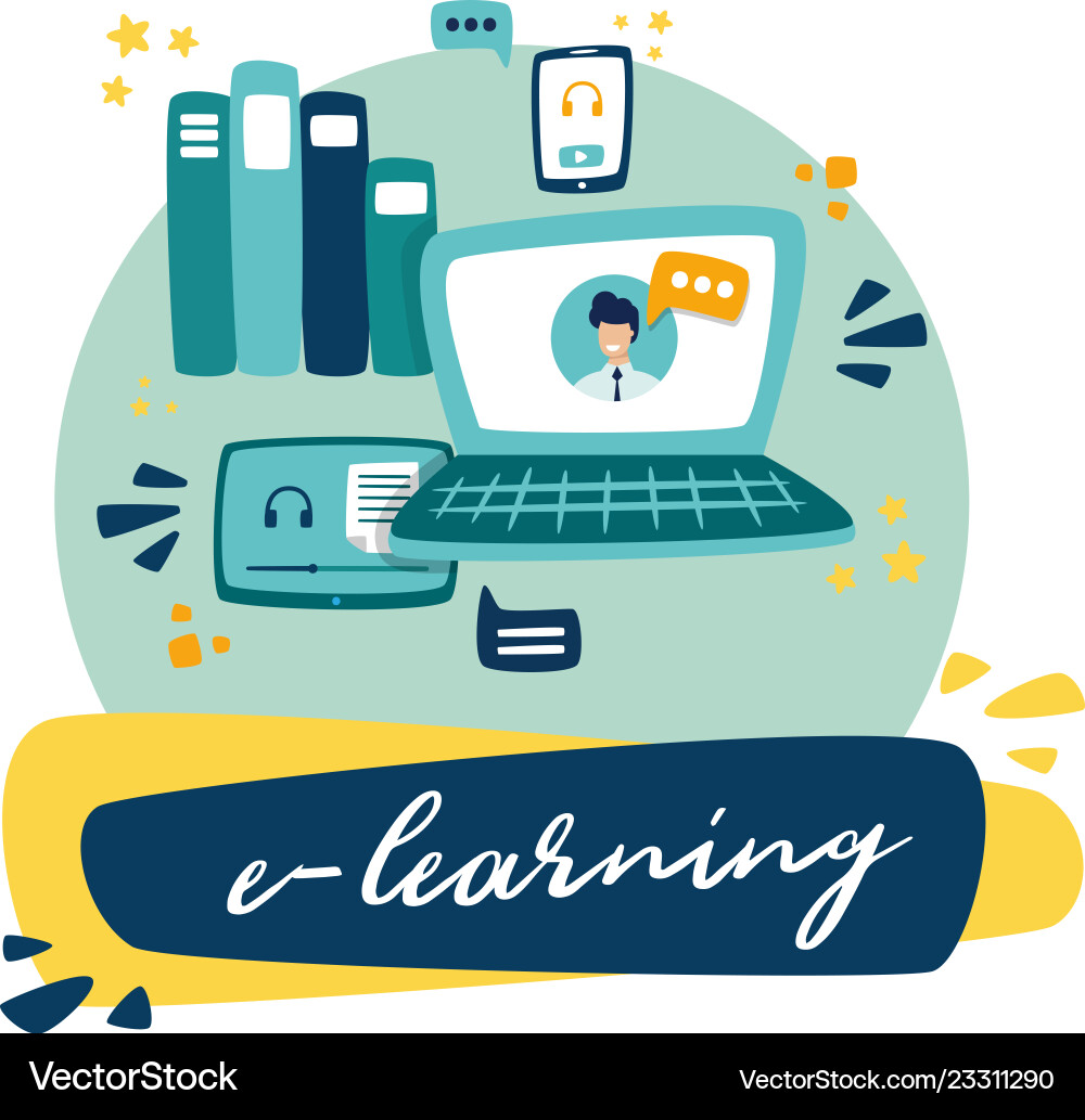 Your custom elearning solution written e-learning vector image