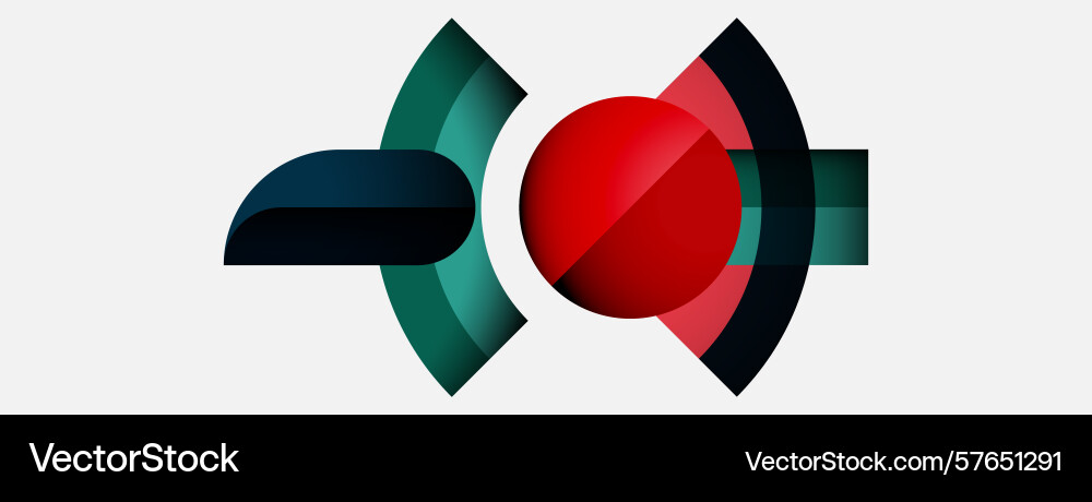 Abstract design features curved shapes red sphere Vector Image