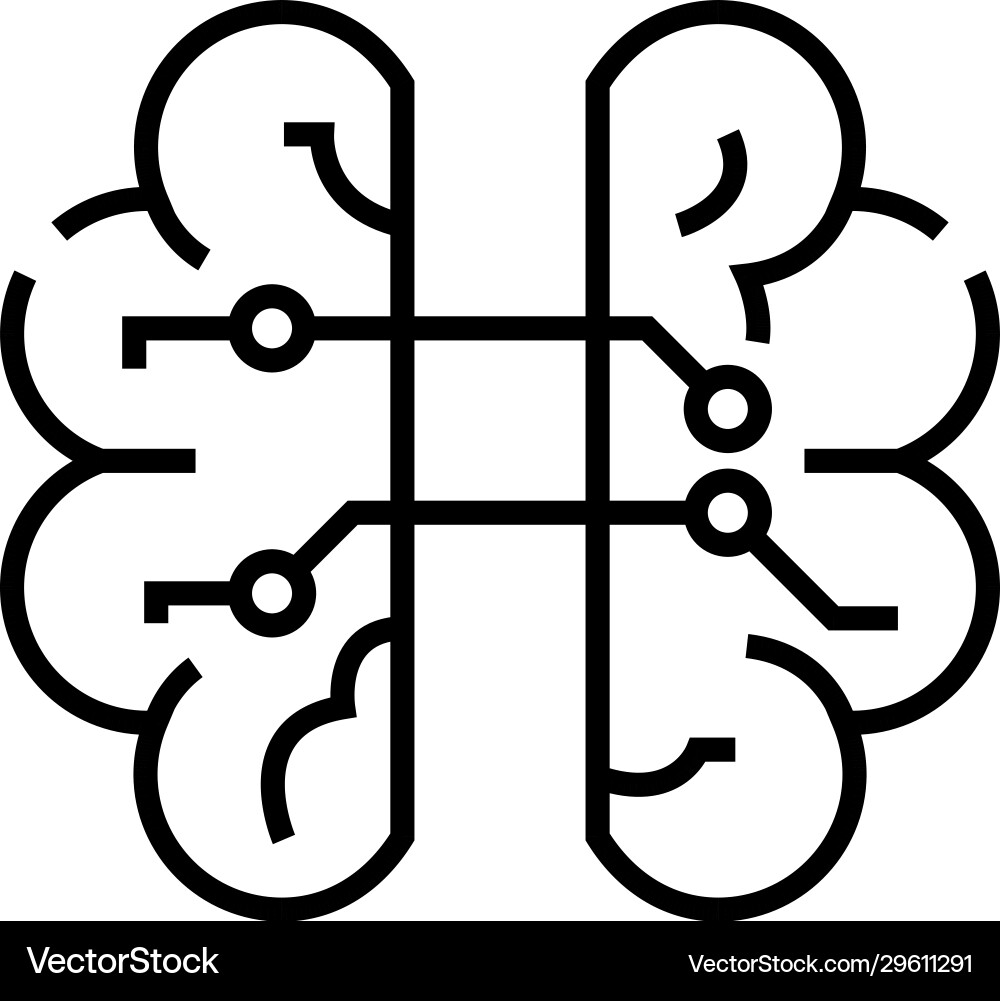 Artificial intelligence microchip line icon Artificial intelligence microchip line icon vector image