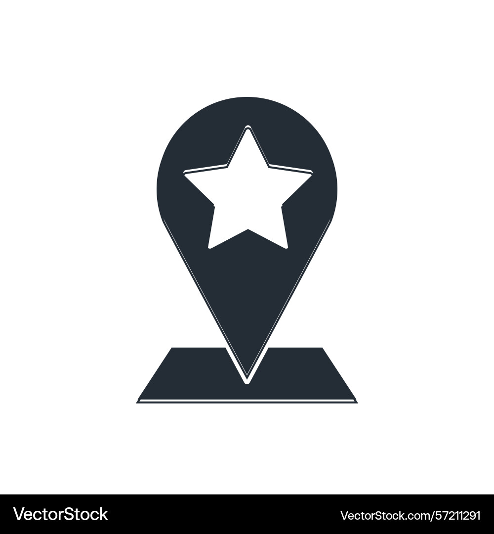 Black map pointer with star icon isolated Black map pointer with star icon isolated vector image