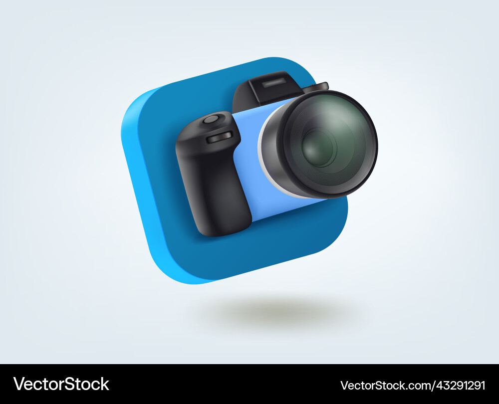 Camera icon 3d mobile application vector image